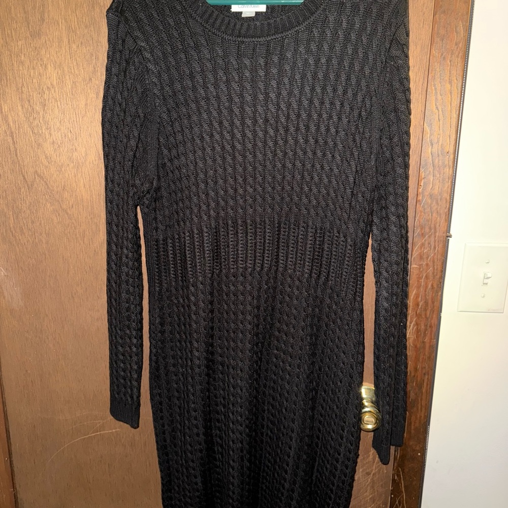 Calvin Klein Black Ribbed Bodycon Dress - Picture 2 of 3